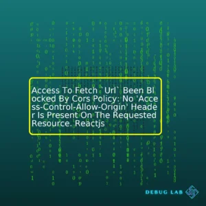 Access To Fetch `Url` Been Blocked By Cors Policy: No ‘Access-Control-Allow-Origin’ Header Is Present On The Requested Resource. Reactjs