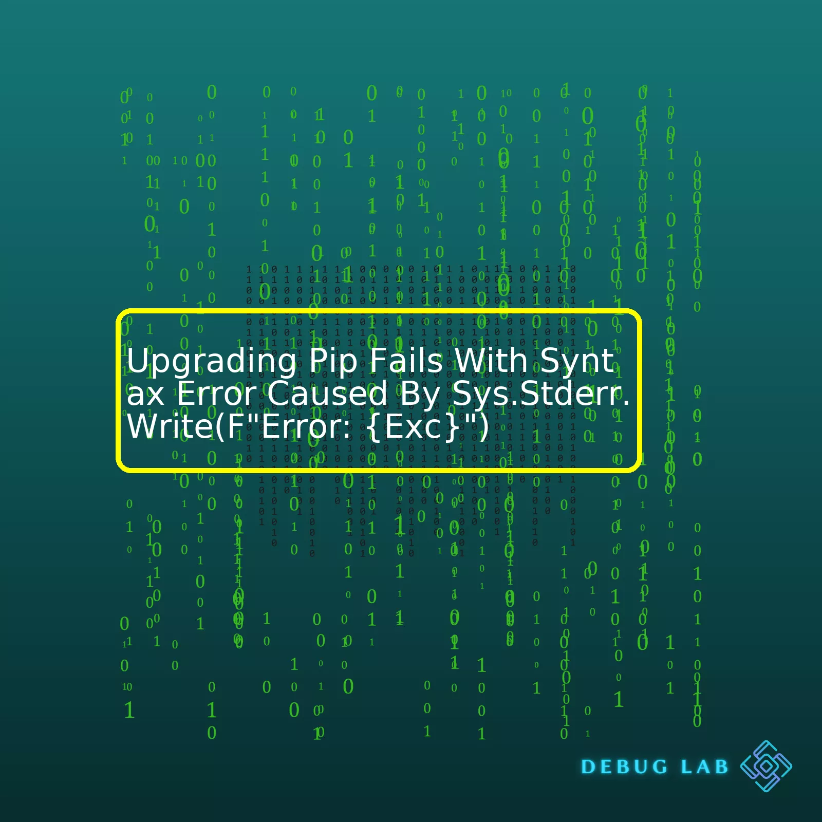 Upgrading Pip Fails With Syntax Error Caused By Sys.Stderr.Write(F"Error: {Exc}")