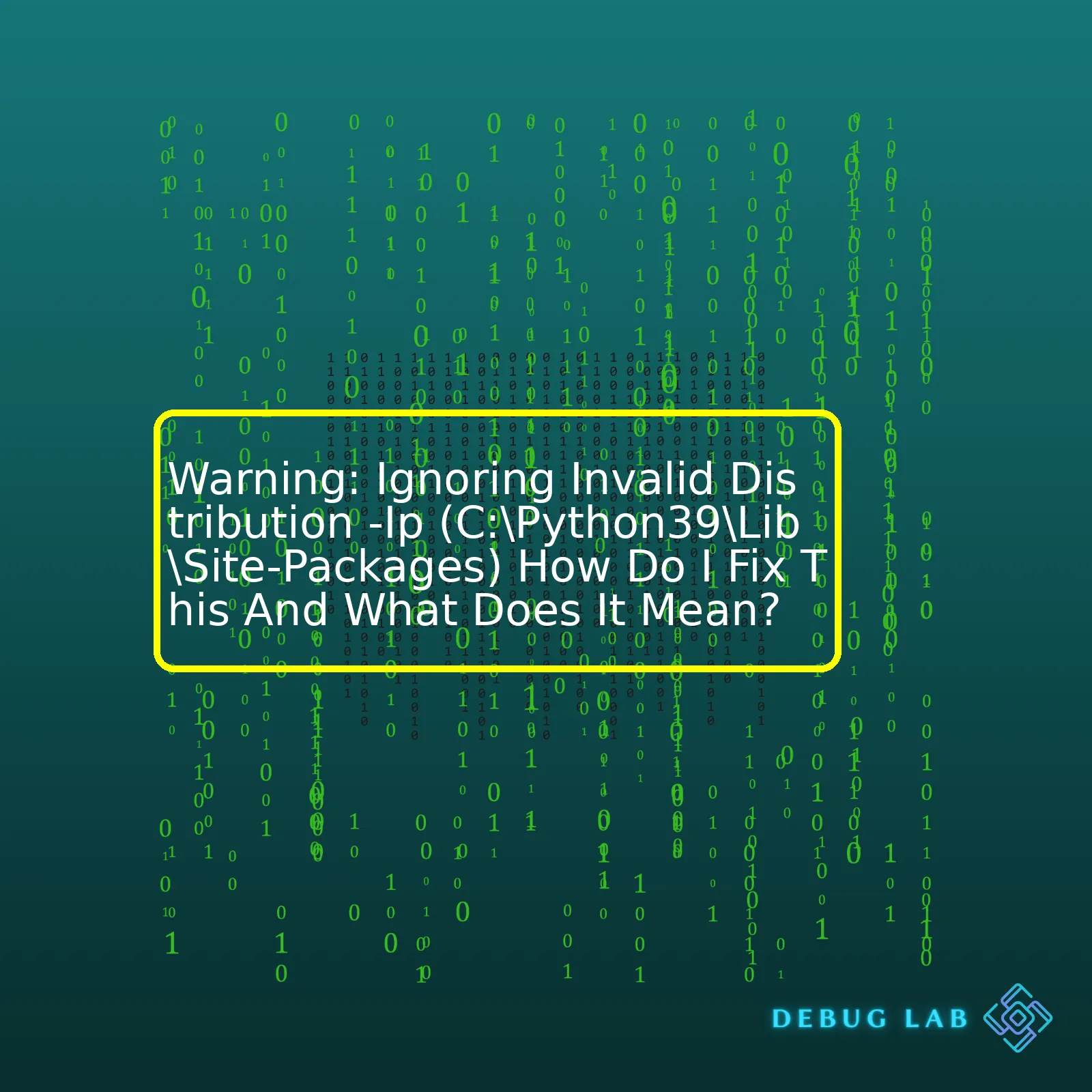 Warning: Ignoring Invalid Distribution -Ip (C:Python39LibSite-Packages) How Do I Fix This And What Does It Mean?