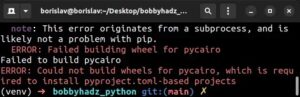 Error: Could Not Build Wheels For Pycairo