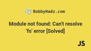 Module Not Found: Can’T Resolve ‘Fs’ In Next.Js Application