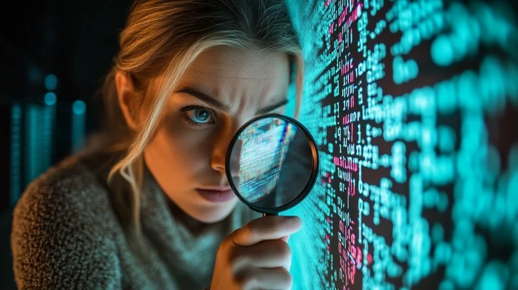 Magnifying glass over computer code - Free Analyzing code closely Image - Woman, Magnifying, Glass ...