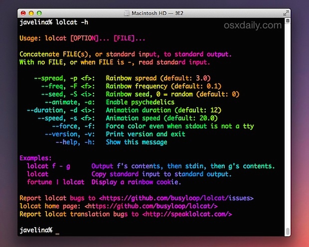 Colorful terminal output - Get a Rainbow of Colors for Terminal Command Output with lolcat