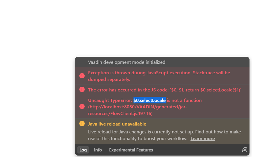 JavaScript code error on screen - Getting white and blank screen with $0.selectLocale Error ...