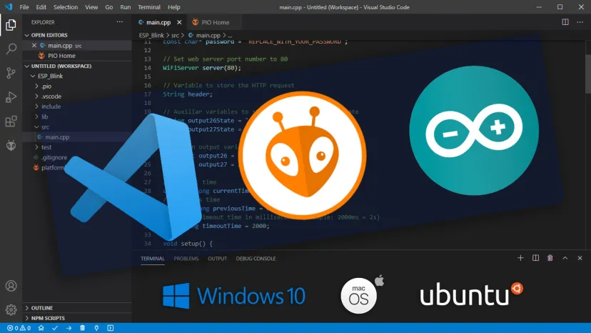 IDE debugger code on screen - Getting Started with VS Code and PlatformIO IDE for ESP32 and ...