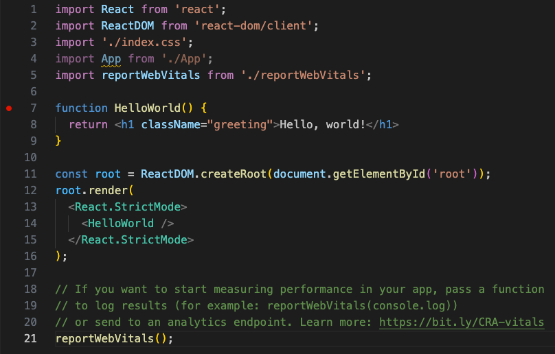 ReactJS code - Using React in Visual Studio Code