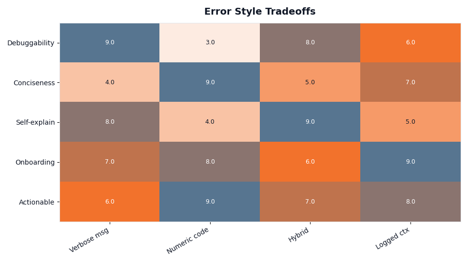 Heatmap: Error Style Tradeoffs